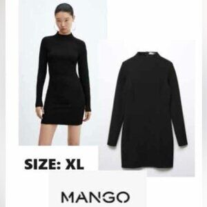Mango - Ladies, Zip Knitted Dress - Black. Size: 10 (US). NWT